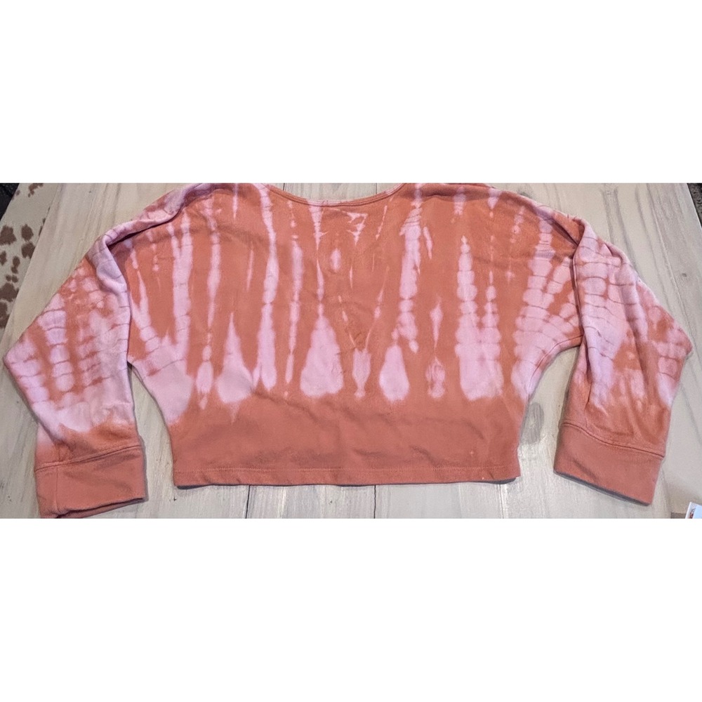 Saturday Sunday Anthropologie Tie Dye Cropped Sweatshirt Orange Smocked Waist S